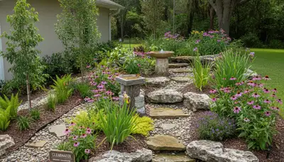 Eco-friendly rain garden and water management landscape design in Clearwater, FL by landscaping experts