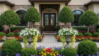 Front yard landscape design with vibrant plants and shrubs by Chop Chop Landscaping in Clearwater, FL