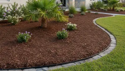 Fresh mulch and clean landscape bed edging by Chop Chop Landscaping in Clearwater, FL