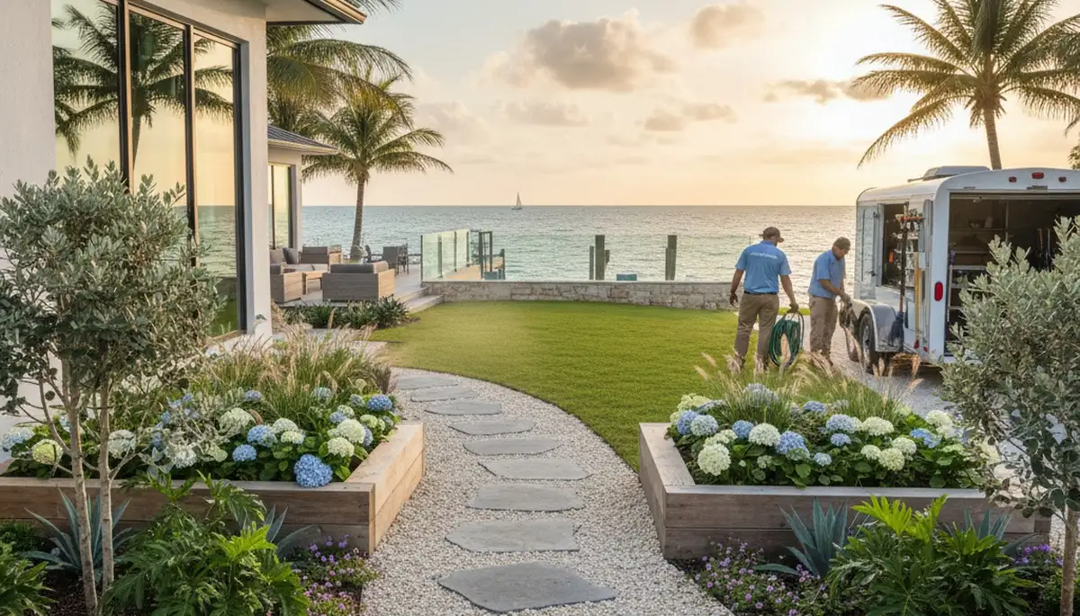 Landscaping crew providing lawn care services in Clearwater, FL