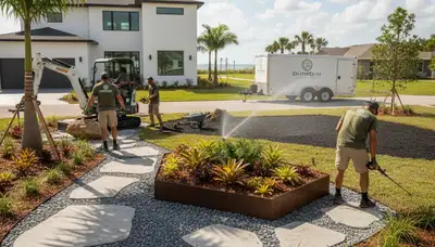 Landscaping crew providing lawn care service in Clearwater, FL