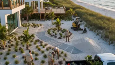 Clearwater FL landscaping crew providing professional lawn care and yard maintenance services