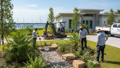 Landscaping crew serving Clearwater, FL with professional lawn care and yard maintenance