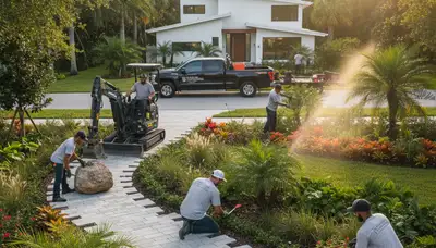 Landscaping crew serving Clearwater, FL with professional lawn care and yard maintenance services