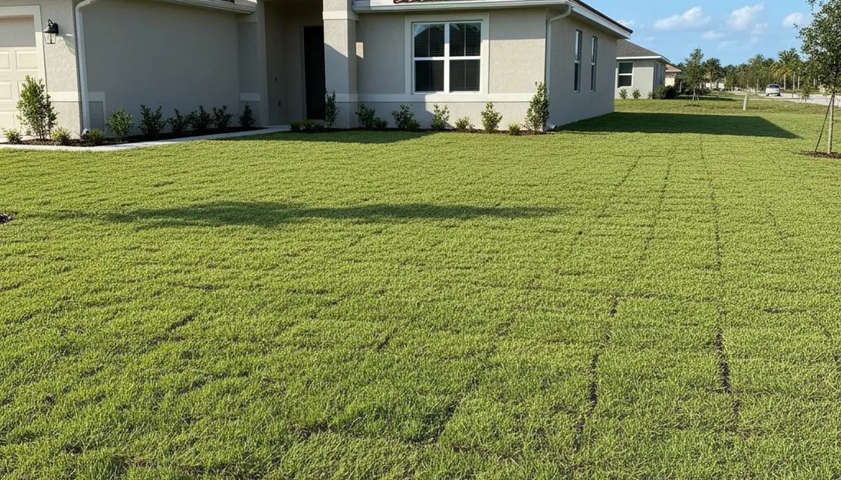 Freshly installed green sod lawn transformation by Chop Chop Landscaping in Clearwater, FL