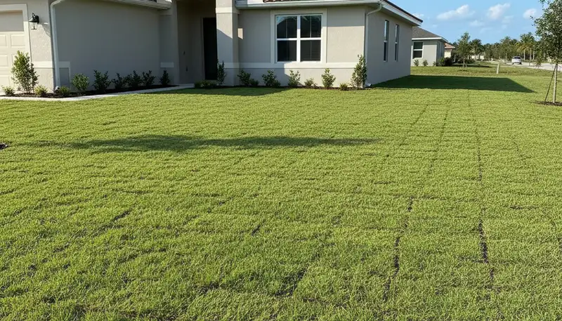 Freshly installed green sod lawn transformation by Chop Chop Landscaping in Clearwater, FL