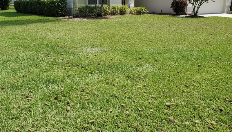 Post-aeration lawn recovery with healthy grass growth in Clearwater, FL by Chop Chop Landscaping