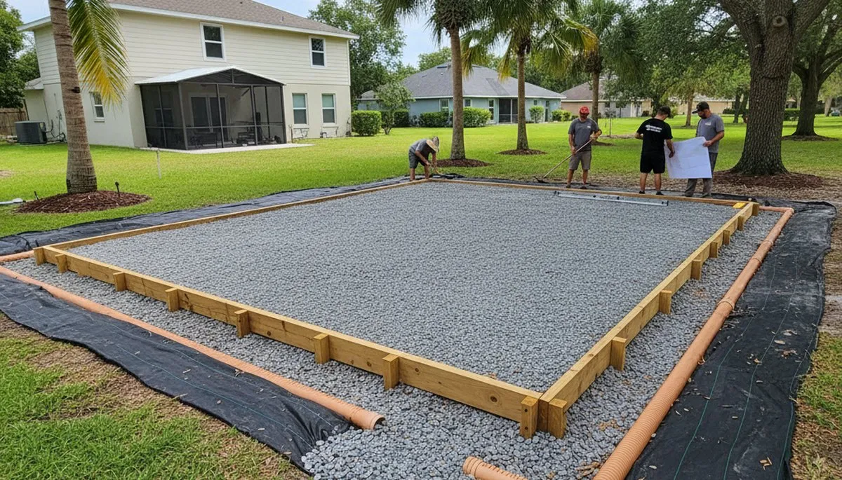 Professional shed foundation base preparation by Chop Chop Landscaping in Clearwater, FL