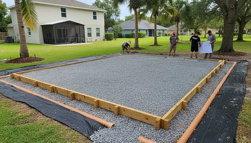 Professional shed foundation base preparation by Chop Chop Landscaping in Clearwater, FL