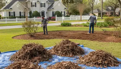 Professional spring yard clean up and garden bed refresh by landscapers in Clearwater, FL