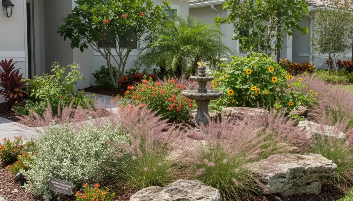 Sustainable native plant garden with drought-tolerant landscaping design in Clearwater, FL