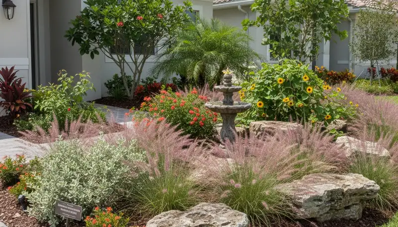 Sustainable native plant garden with drought-tolerant landscaping design in Clearwater, FL